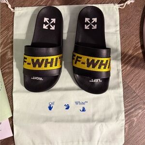 Off-White Black and Yellow Logo Slides